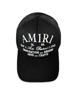 AMIRI Black Trucker Cap with White Script Logo